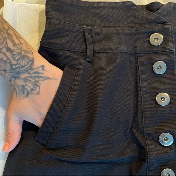 New Mi Ami Black Jean Denim Button Front Mini Skirt Sz M Women’s - Picture 4 of 10